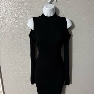 Forever 21 Black Long Sleeve Cold Shoulder Dress